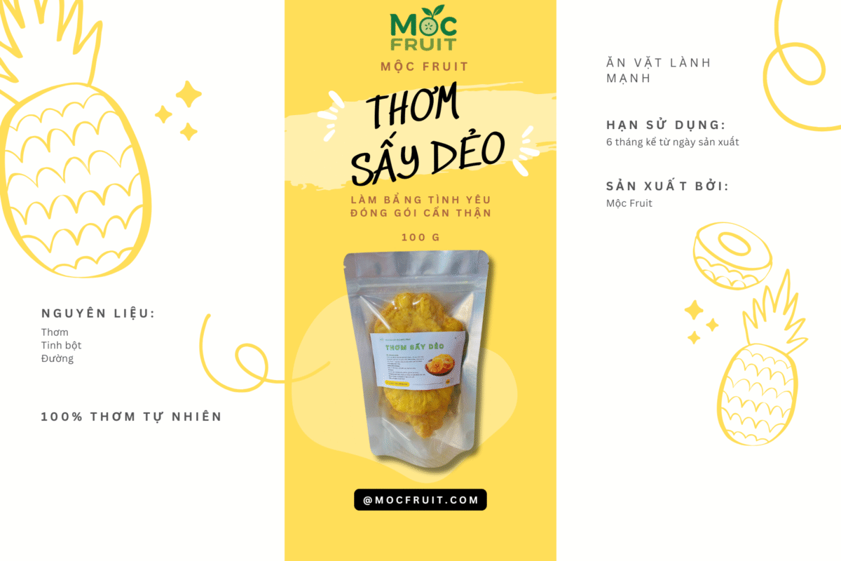 Thơm Sấy Dẻo Mộc Fruit Món Ăn Vặt Lành Mạnh Cho Sinh Viên, Dân Văn Phòng