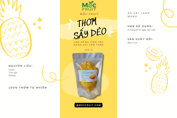 Thơm Sấy Dẻo Mộc Fruit Món Ăn Vặt Lành Mạnh Cho Sinh Viên, Dân Văn Phòng